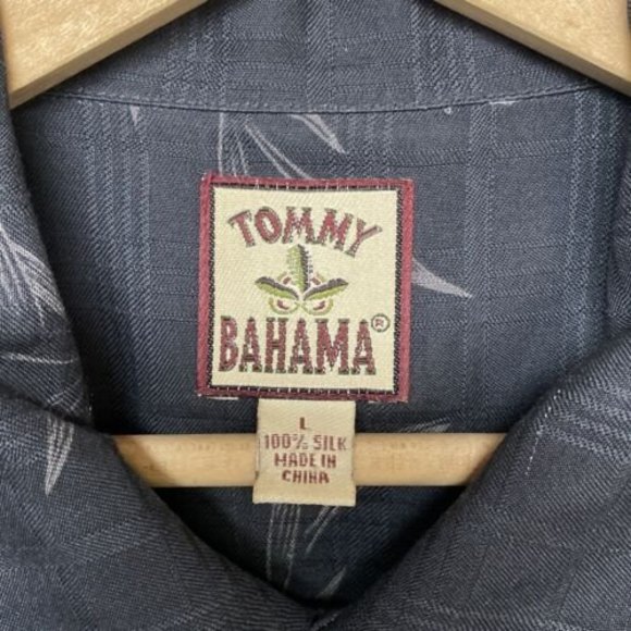 Tommy Bahama Tropical Button Up Shirt Short Sleeve Silk Dark Gray Men's L Flower - Picture 2 of 9